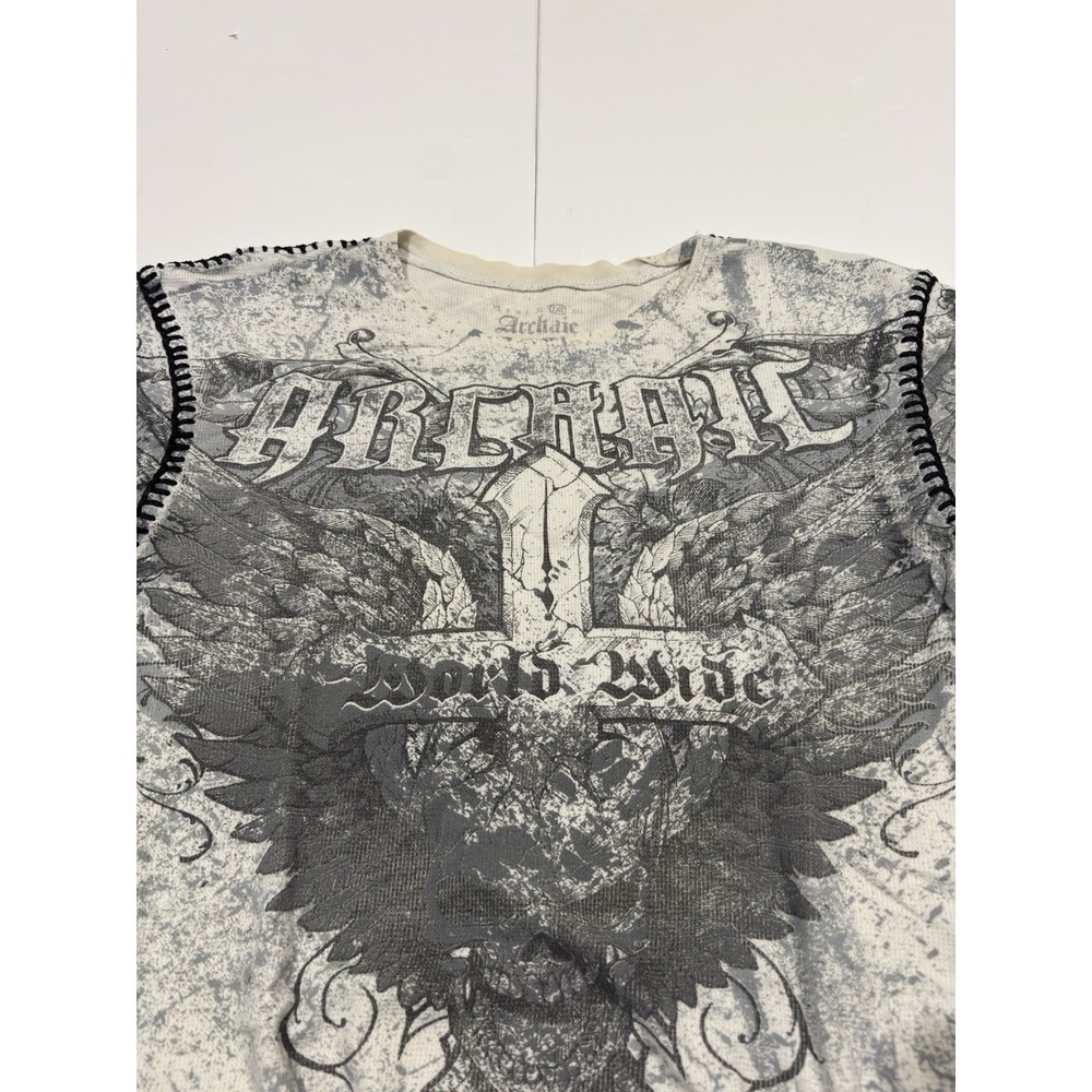Vintage Y2K Archaic Thermal Long sleeve Shirt Affliction Style Grunge Skate XXL - Picture 4 of 13